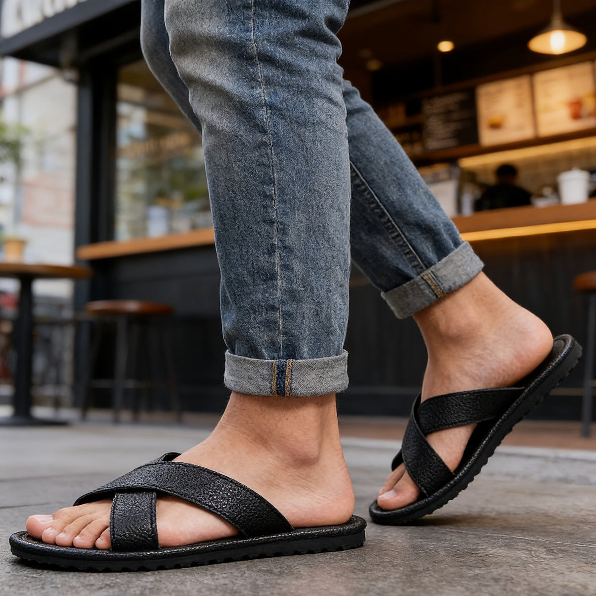 Rubén | Sandalias Planas Cruzadas Slip On para Hombre