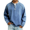 Vaquera Henley | Camisa Vaquera Henley de Manga Larga Hombre Oversize