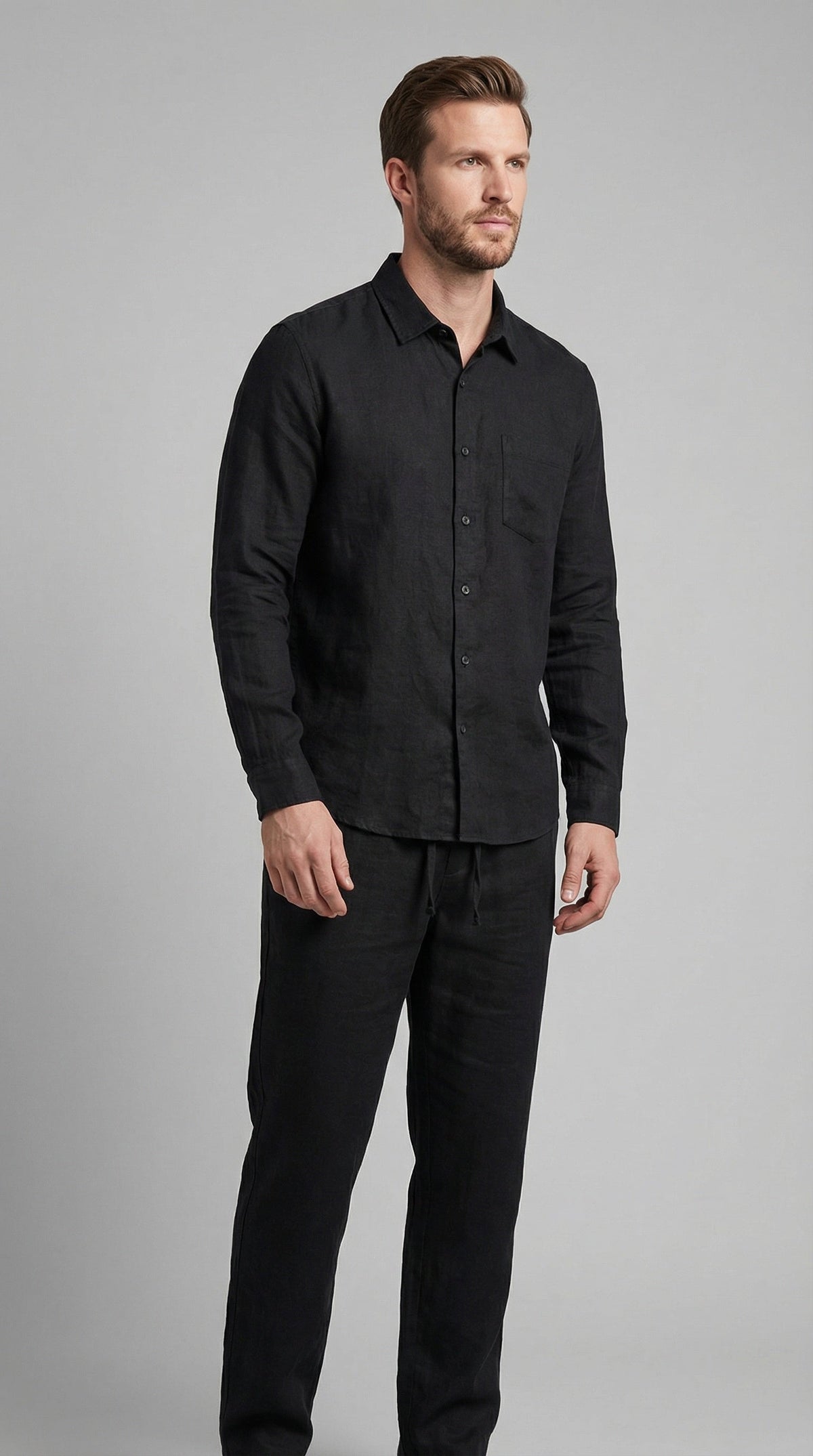 Conjunto de Lino Manga Larga Camisa y Pantalón Hombre