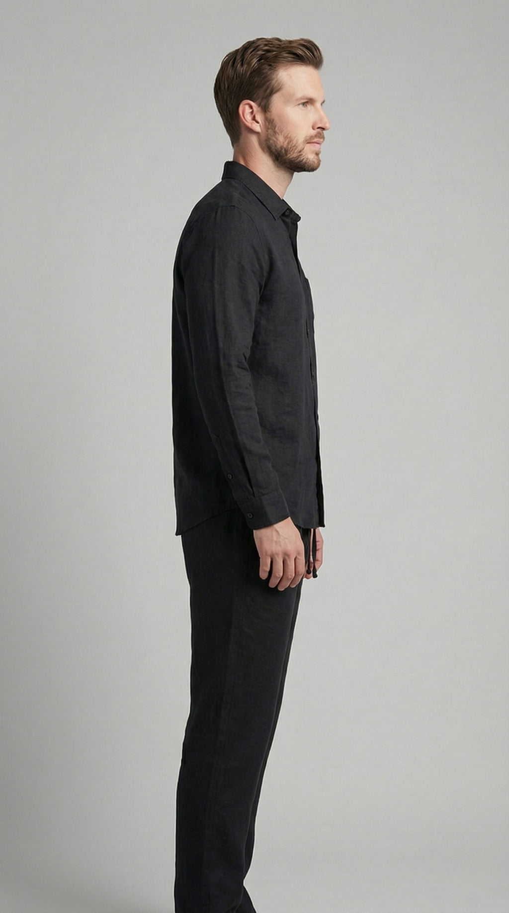Conjunto de Lino Manga Larga Camisa y Pantalón Hombre