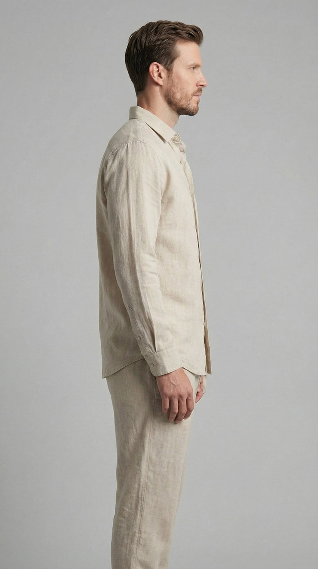 Conjunto de Lino Manga Larga Camisa y Pantalón Hombre