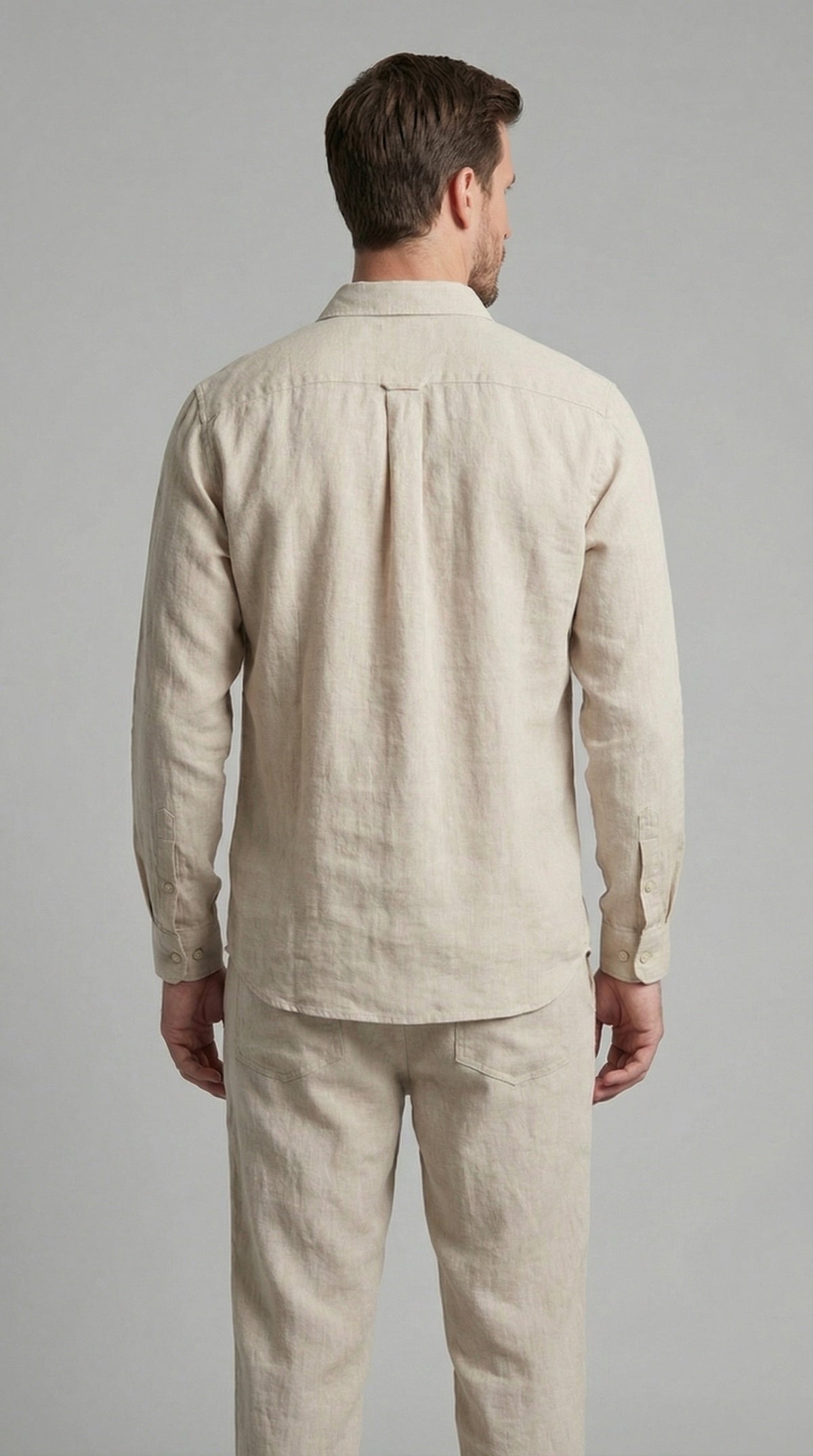 Conjunto de Lino Manga Larga Camisa y Pantalón Hombre