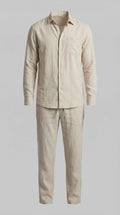 Conjunto de Lino Manga Larga Camisa y Pantalón Hombre