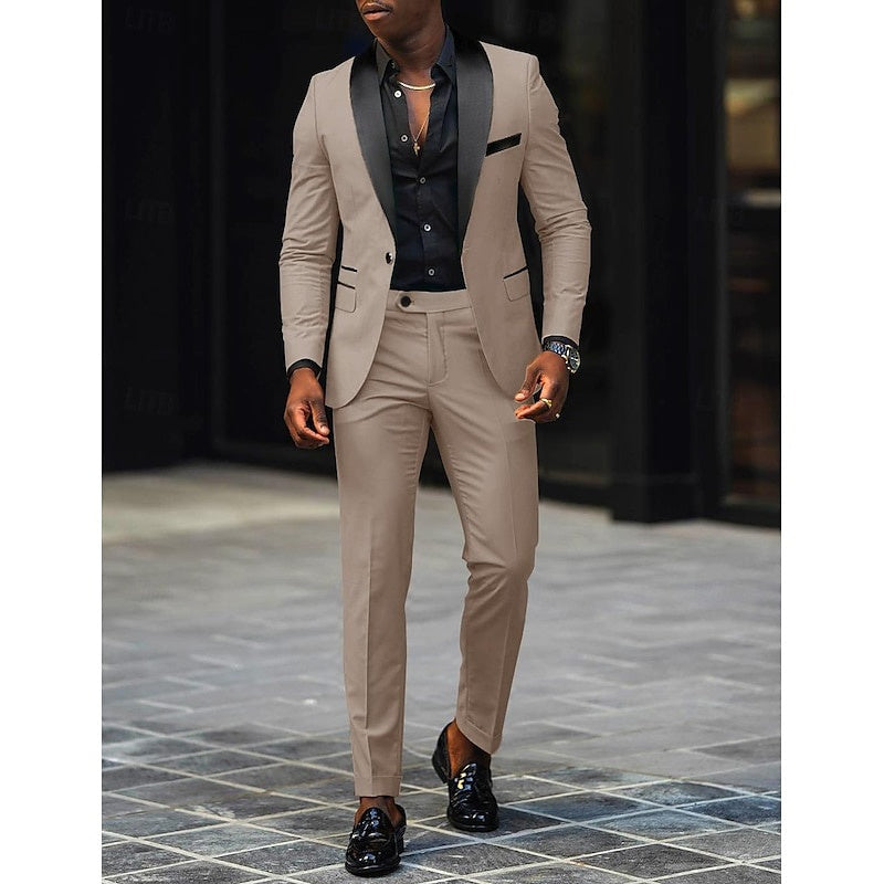 Traje Sergio Dos Piezas para Hombre – Solapa Satinada Ideal para Bodas
