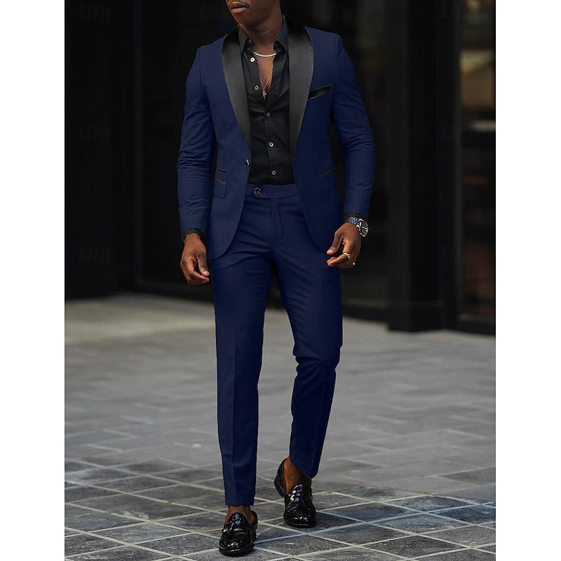 Traje Sergio Dos Piezas para Hombre – Solapa Satinada Ideal para Bodas