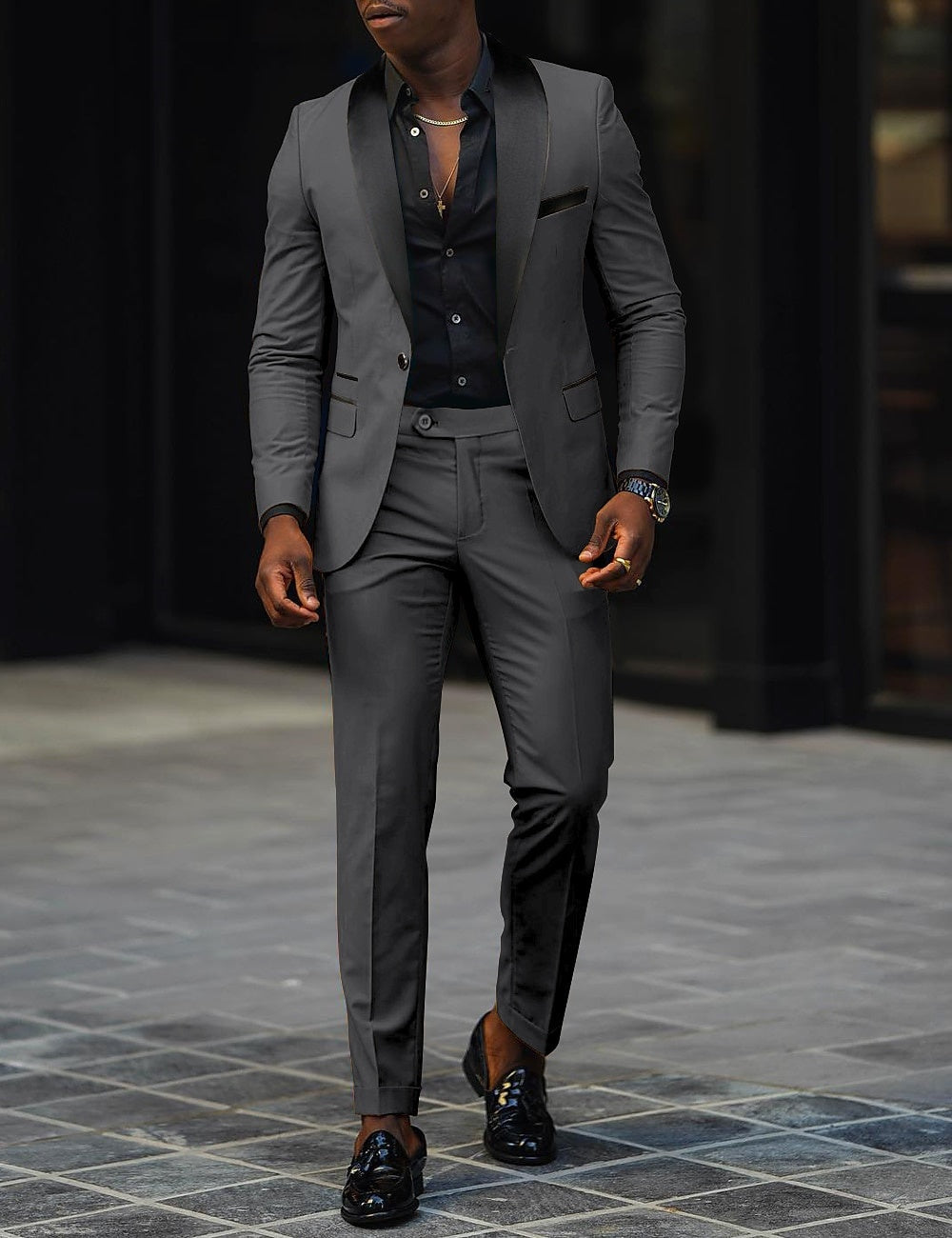 Traje Sergio Dos Piezas para Hombre – Solapa Satinada Ideal para Bodas