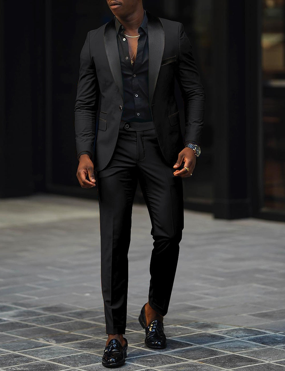 Traje Sergio Dos Piezas para Hombre – Solapa Satinada Ideal para Bodas