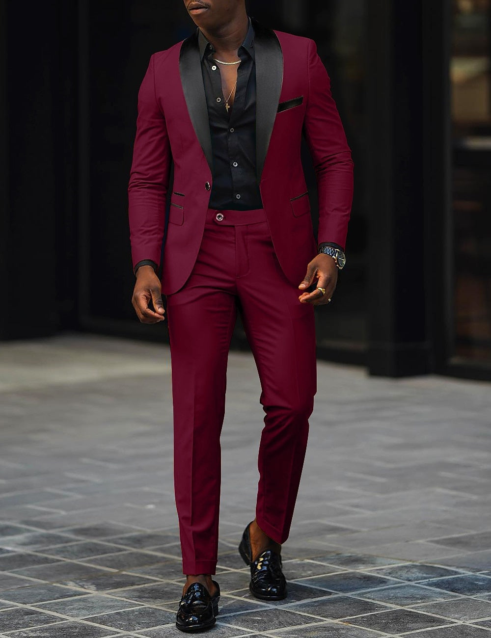 Traje Sergio Dos Piezas para Hombre – Solapa Satinada Ideal para Bodas