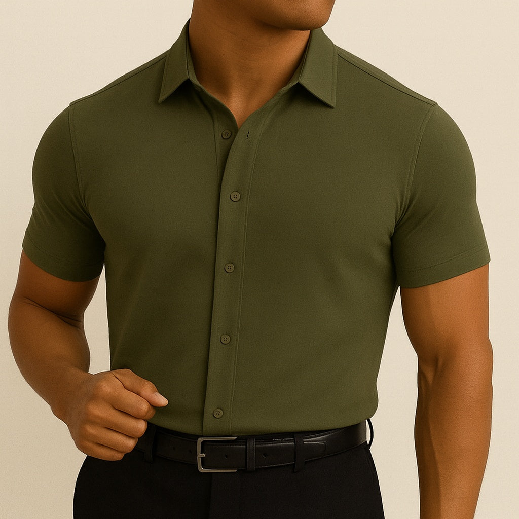 Vestir Fit | Camisa de Vestir de Manga Corta Hombre Slim Fit