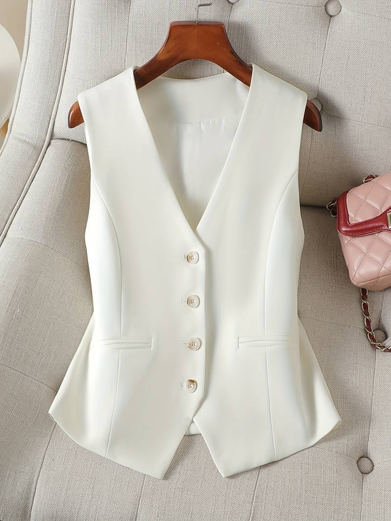 Marina | Chaleco Elegante con Botones Mujer Escote V