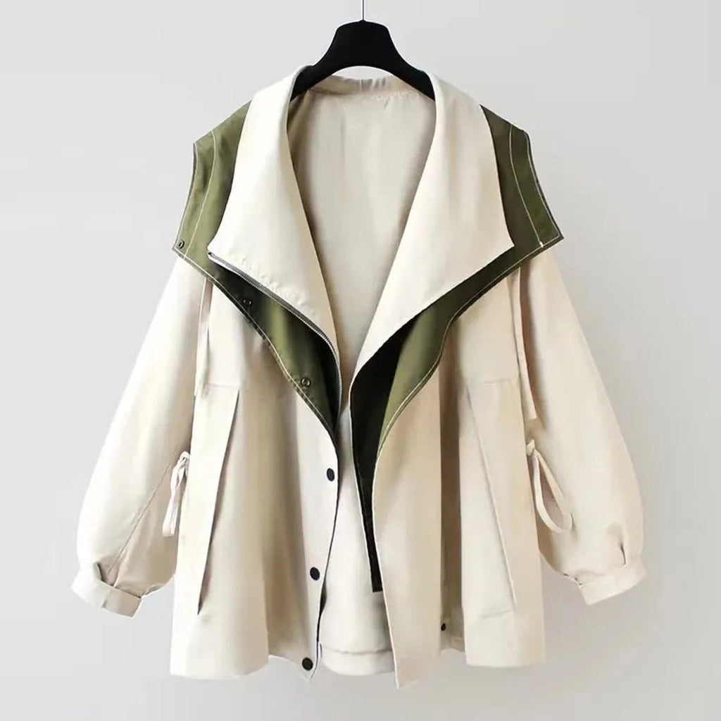 Chaqueta Impermeable Oversized Cuello Solapa para Mujer