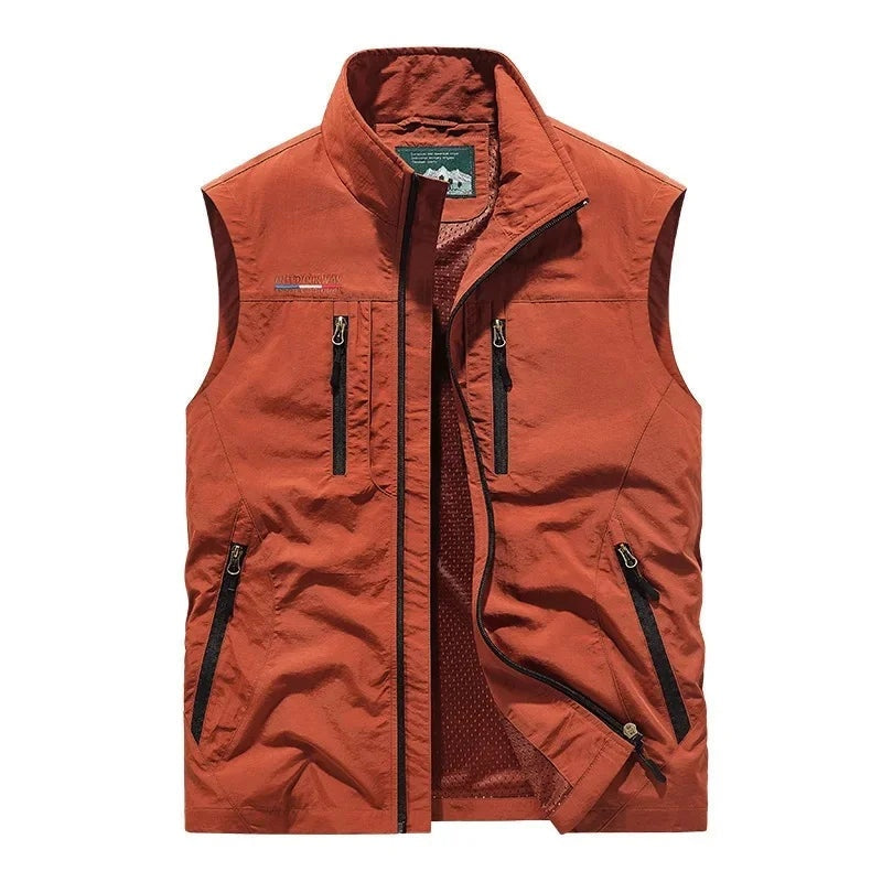 Diego | Chaleco Técnico de Nylon Hombre Cuello Alto Multibolsillo