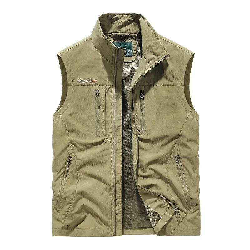 Diego | Chaleco Técnico de Nylon Hombre Cuello Alto Multibolsillo