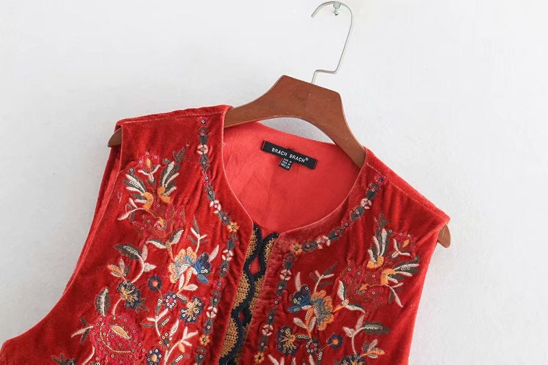 Valentina | Chaleco Largo Boho Mujer Paisley Escote V