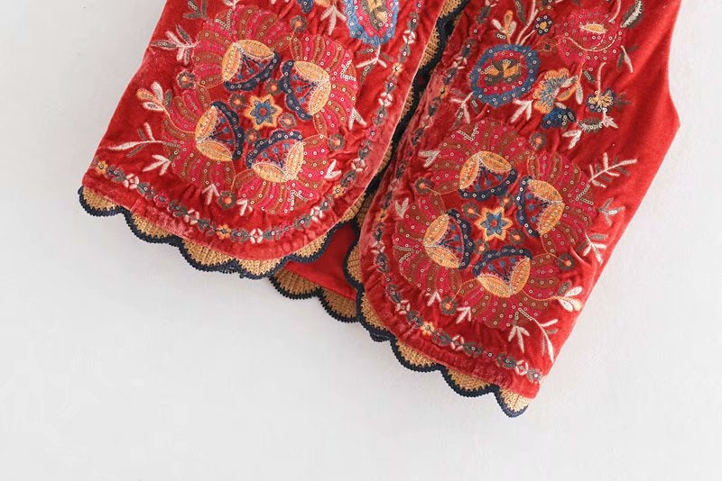 Valentina | Chaleco Largo Boho Mujer Paisley Escote V