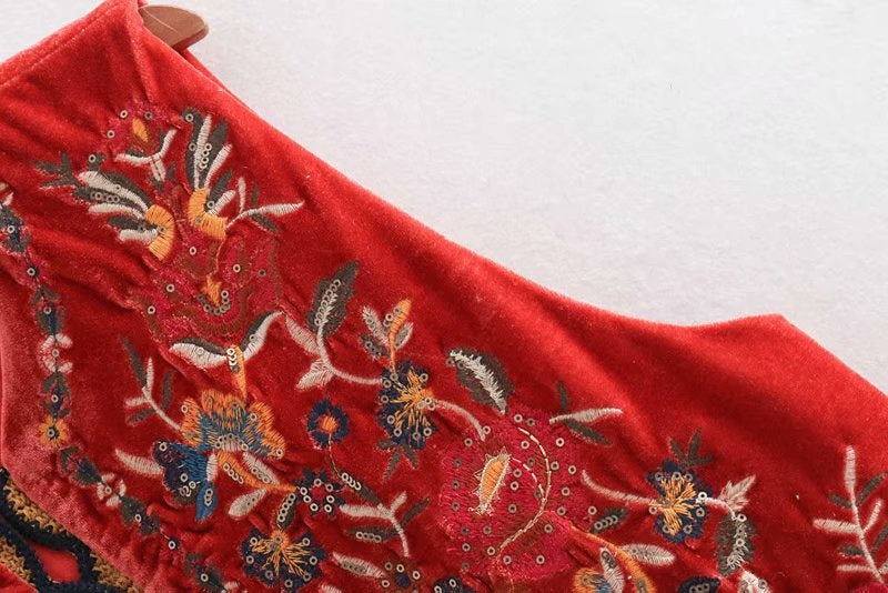 Valentina | Chaleco Largo Boho Mujer Paisley Escote V