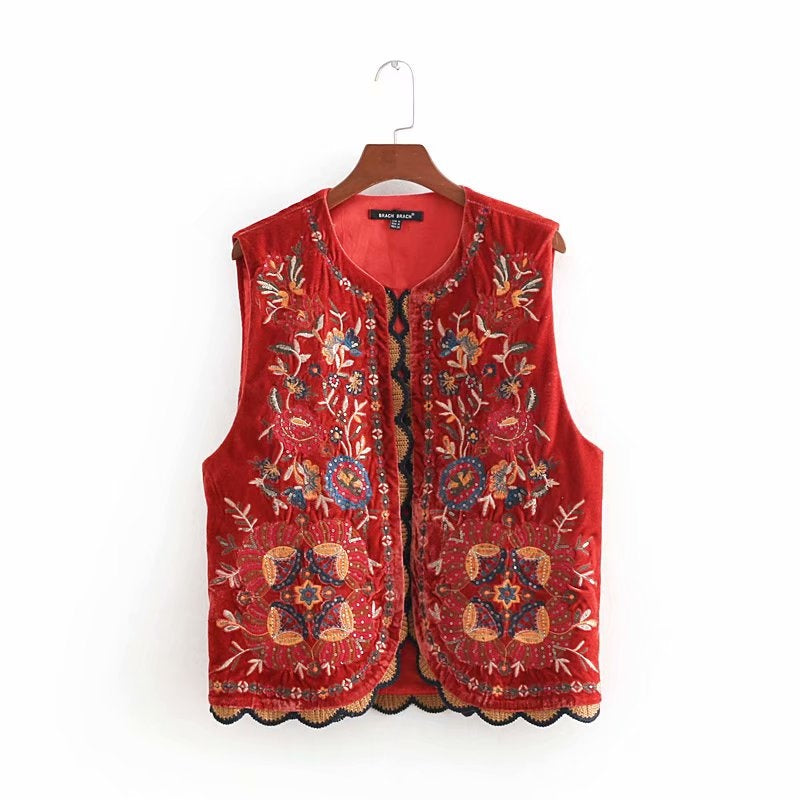 Valentina | Chaleco Largo Boho Mujer Paisley Escote V
