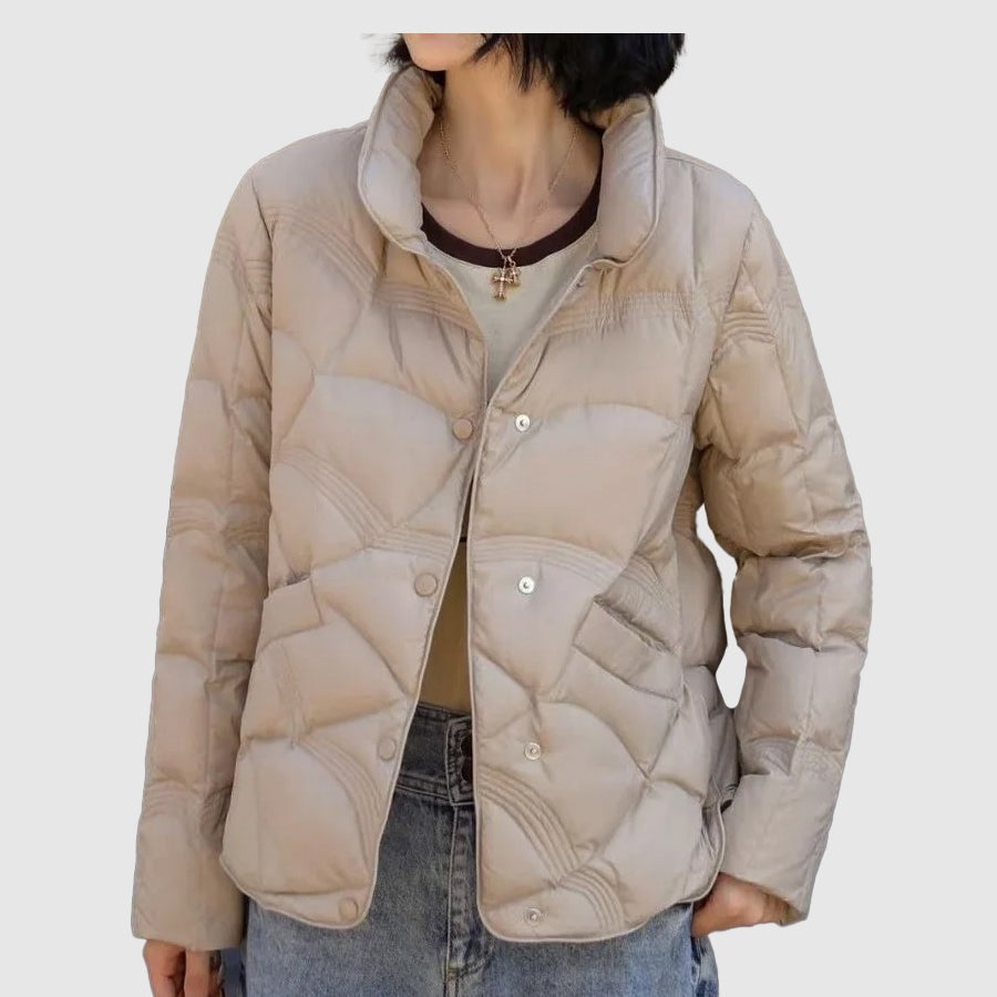 Chaqueta de Plumas Corta Cuello Alto para Mujer