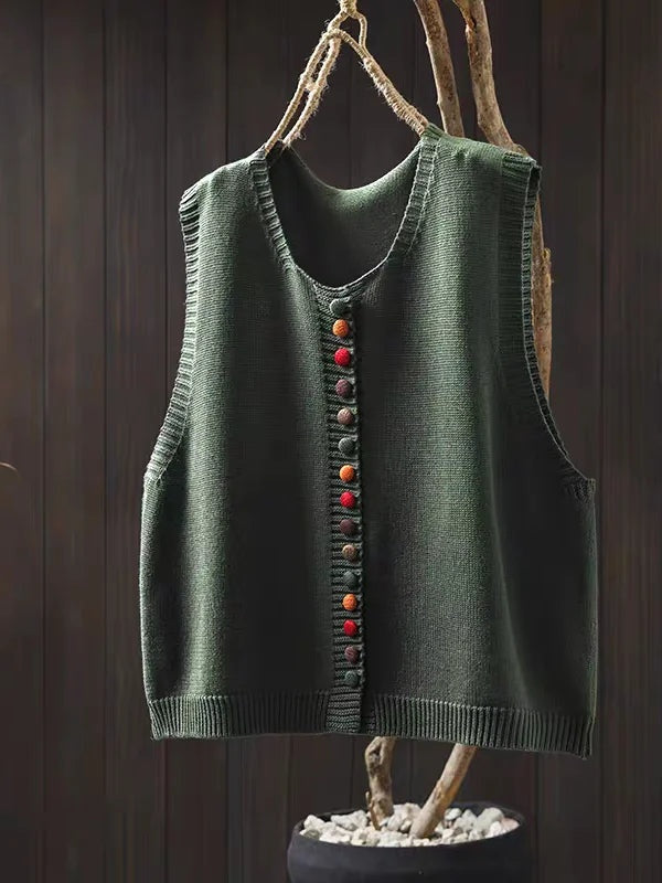 Lucía | Chaleco de Punto Mujer Botonera Cuello V