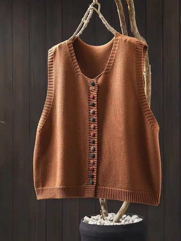 Lucía | Chaleco de Punto Mujer Botonera Cuello V